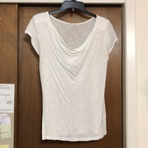 Cute white drape front top. size L. Like new.